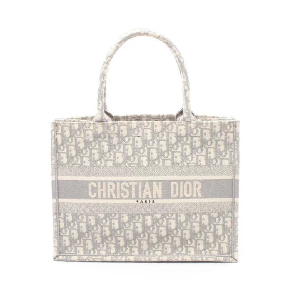 Christian Dior BOOK TOTE Bag Canvas Gray White